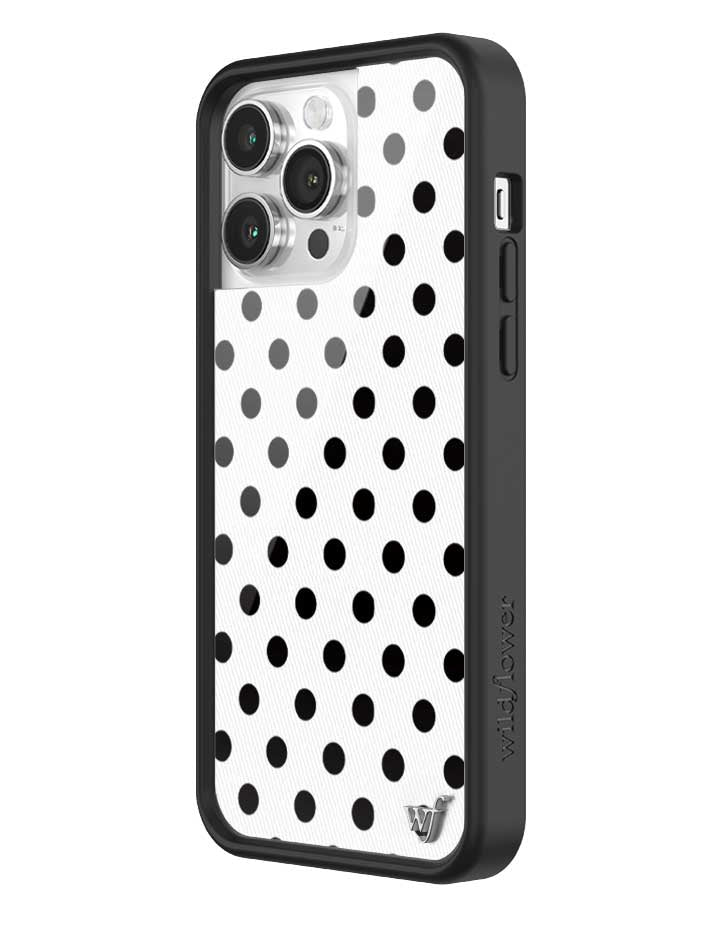Wildflower iPhone case 14 Pro Max Polka Dot White Black Cute