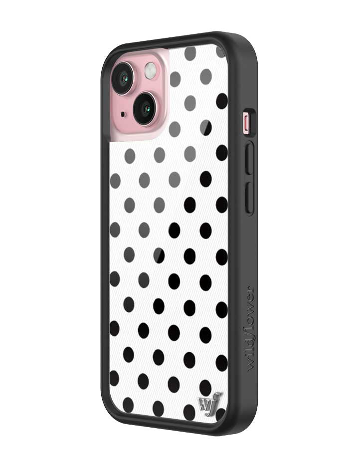 Wildflower iPhone case 15 Polka Dot White Black Cute