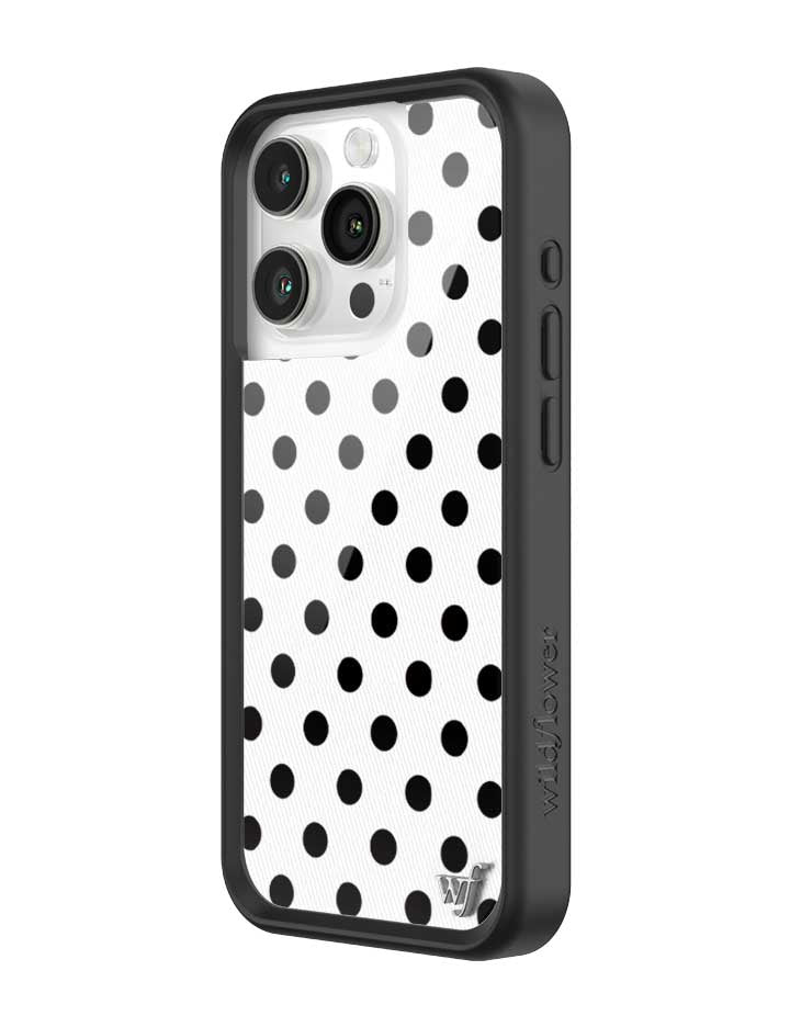 Wildflower iPhone case 15 Pro Polka Dot White Black Cute
