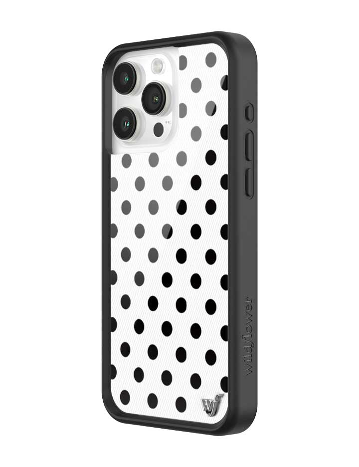 Wildflower iPhone case 15 Pro Max Polka Dot White Black Cute