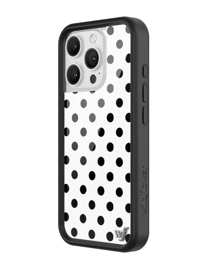 Wildflower iPhone case 16 Pro Polka Dot White Black Cute