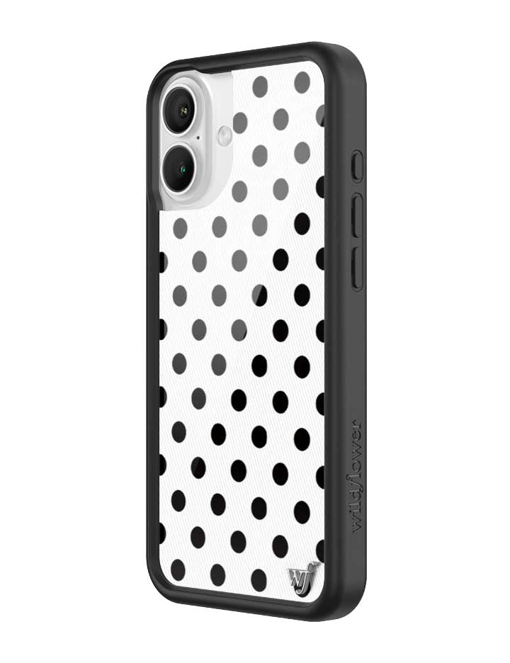 Wildflower iPhone case 16 Plus Polka Dot White Black Cute