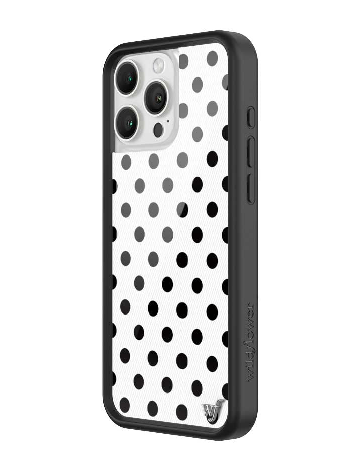 Wildflower iPhone case 16 Pro Max Polka Dot White Black Cute