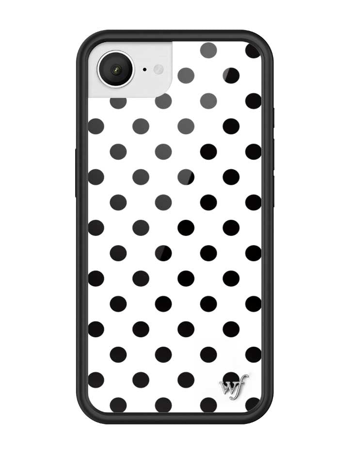 Wildflower iPhone case 16e Polka Dot White Black Cute