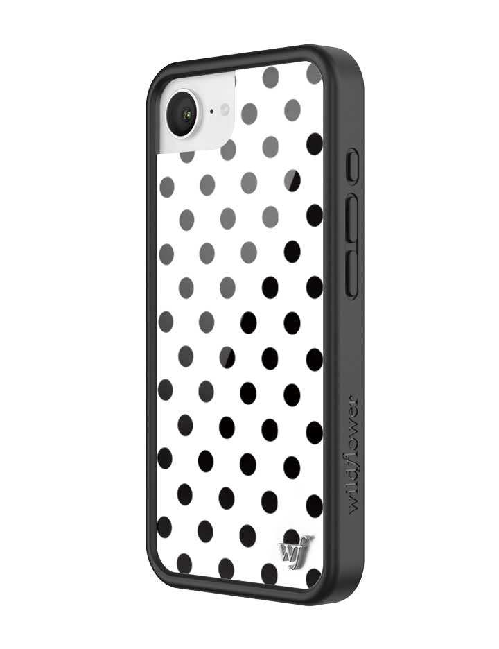 Wildflower iPhone case 16e Polka Dot White Black Cute
