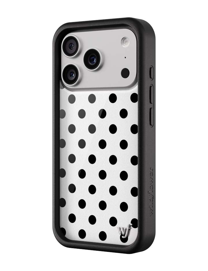Wildflower iPhone case 17 Pro Polka Dot White Black Cute