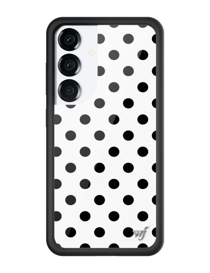 Wildflower Galaxy S25 case Polka Dot White Black Cute
