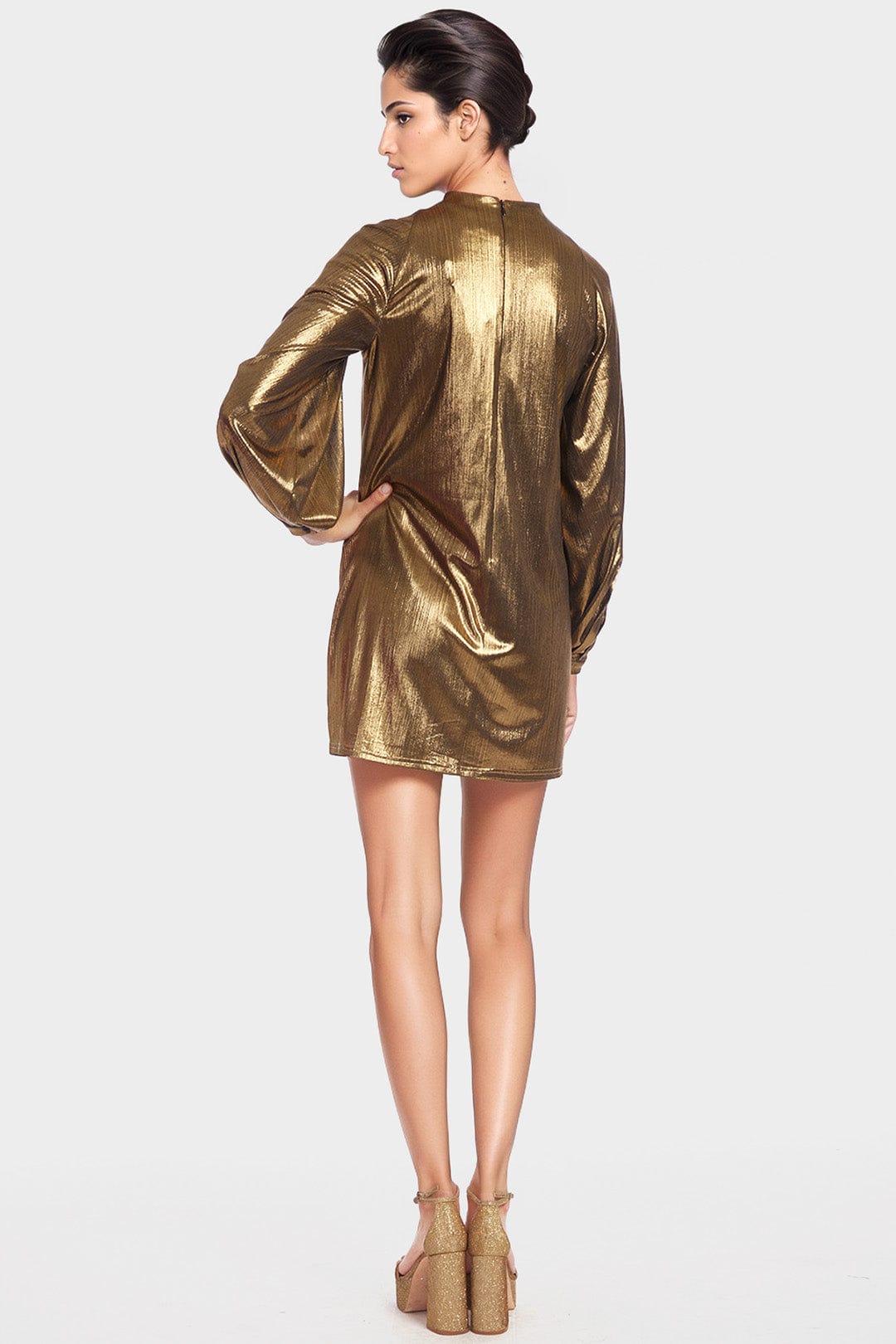 The Aria Metallic Mini Dress - Gold