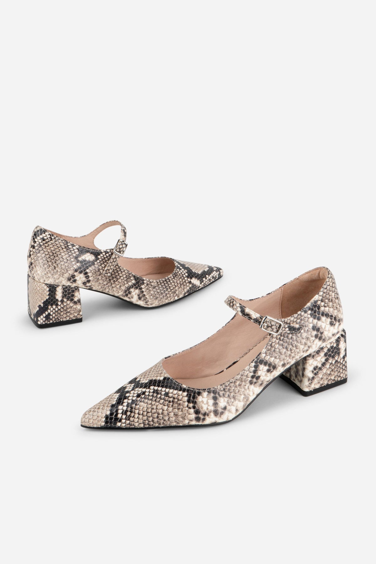 Intentionally Blank - Bond Snake Embossed Leather Mary Jane Heel -