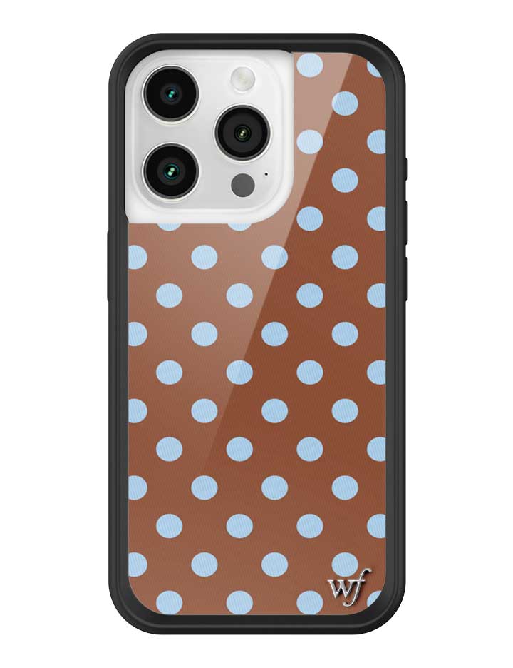 Wildflower iPhone case 15 Pro Polka Dot Brown Blue Cute