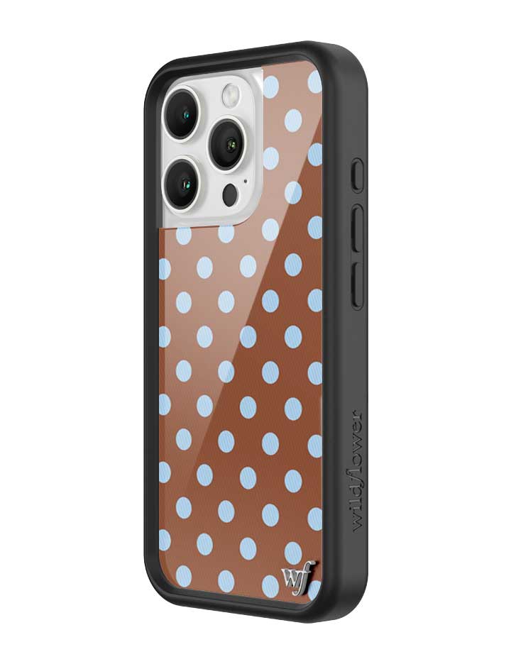 Wildflower iPhone case 16 Pro Polka Dot Brown Blue Cute