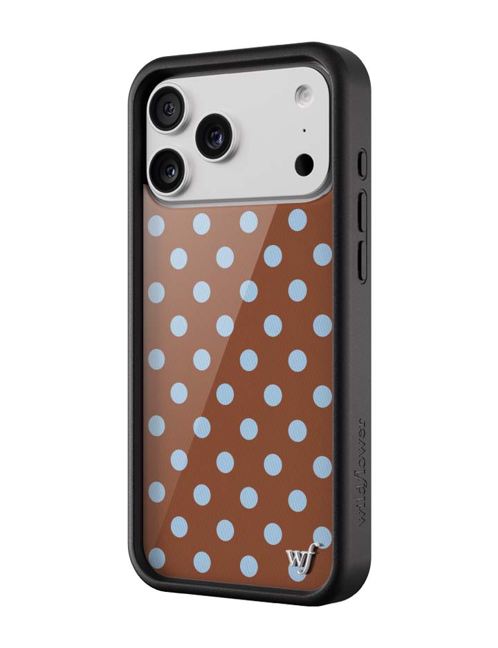 Wildflower iPhone case 17 Pro Max Polka Dot Brown Blue Cute