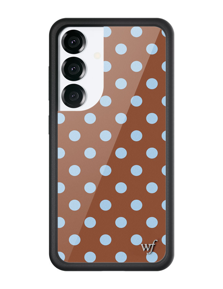 Wildflower Galaxy S25 case Polka Dot Brown Blue Cute