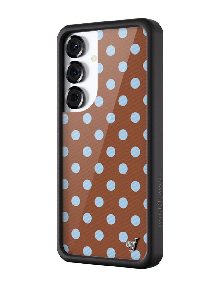 Wildflower Galaxy S25 case Polka Dot Brown Blue Cute