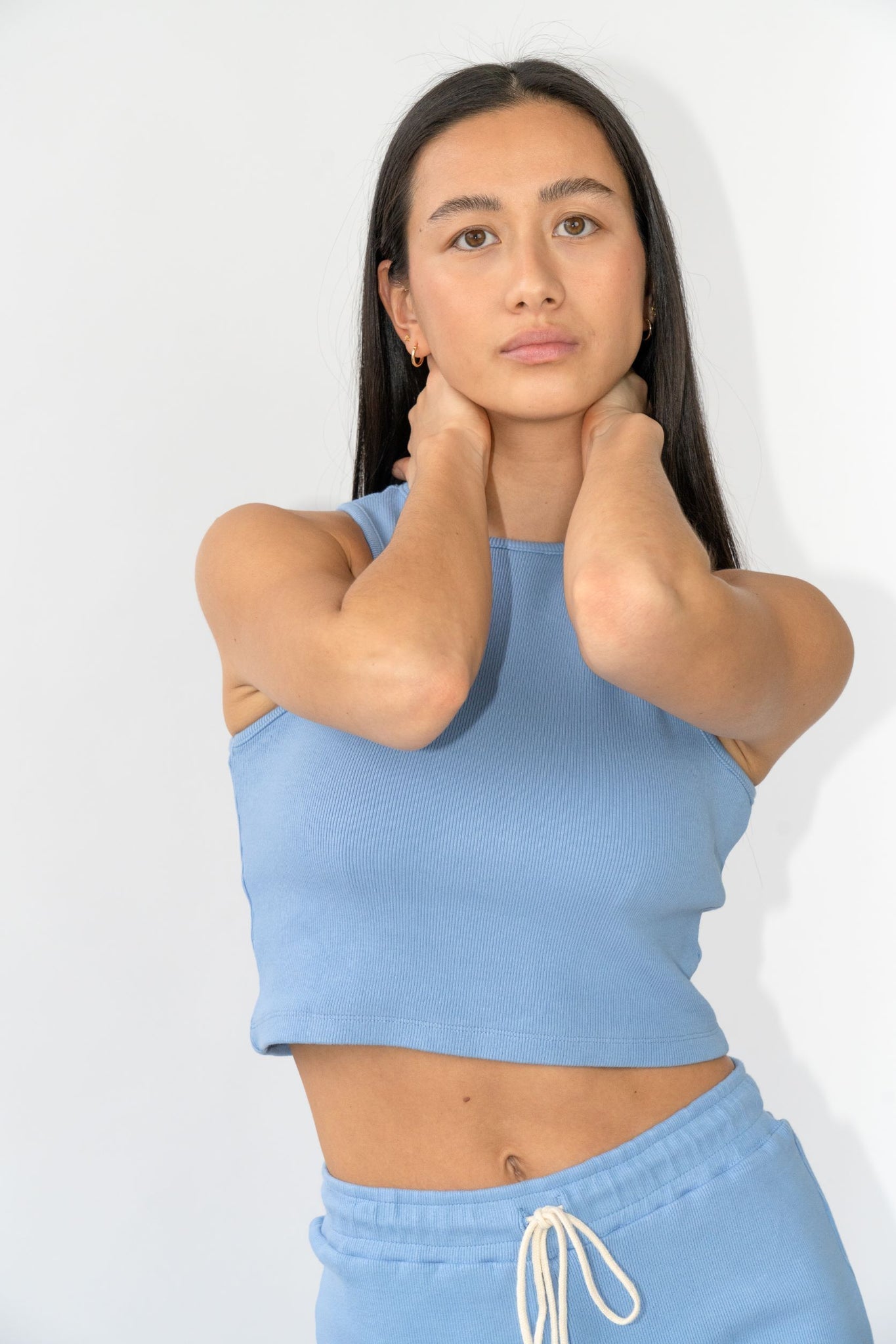 Wildflo Studio - High Neck Ribbed Tank Cornflower -