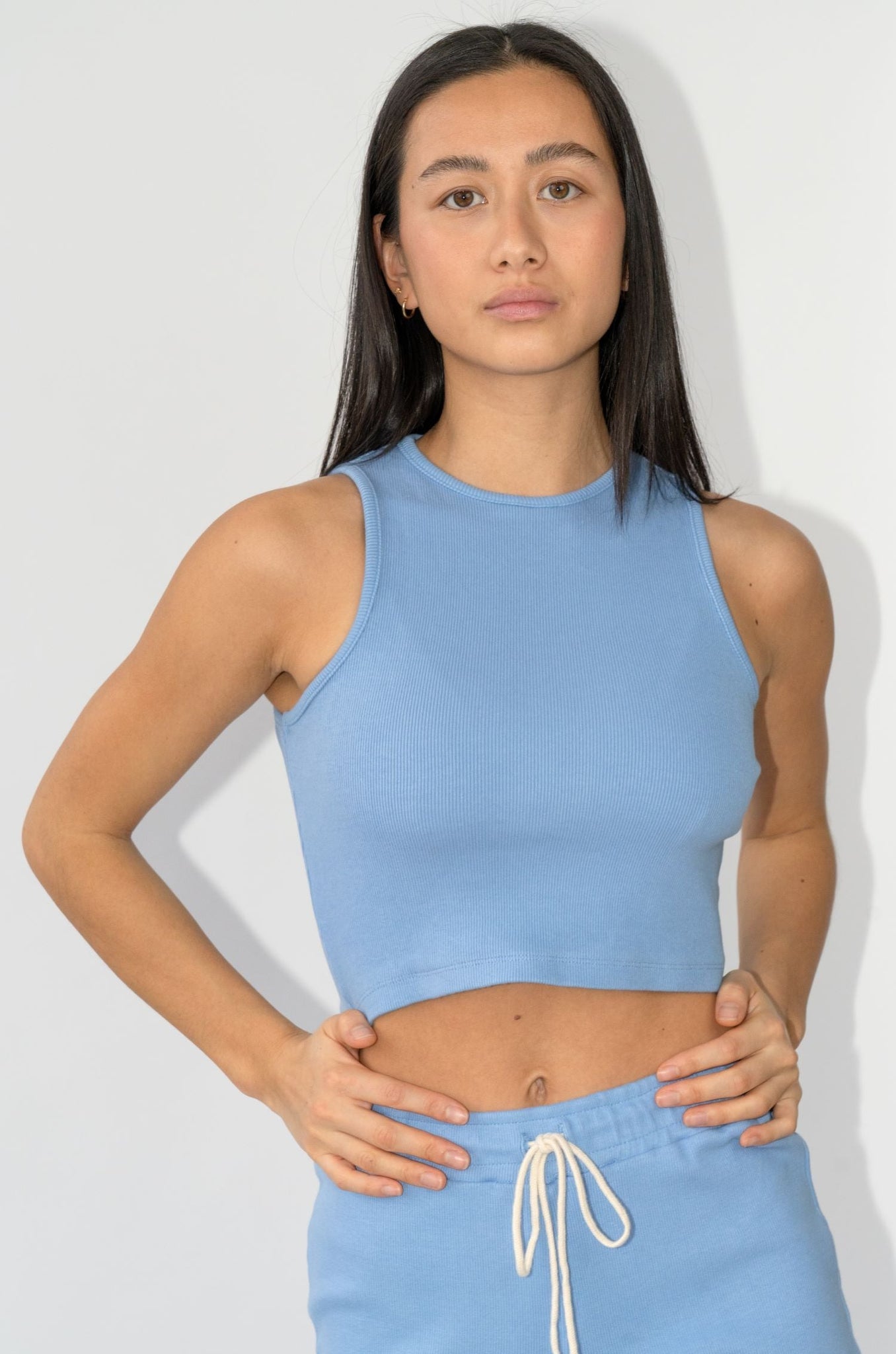 Wildflo Studio - High Neck Ribbed Tank Cornflower -