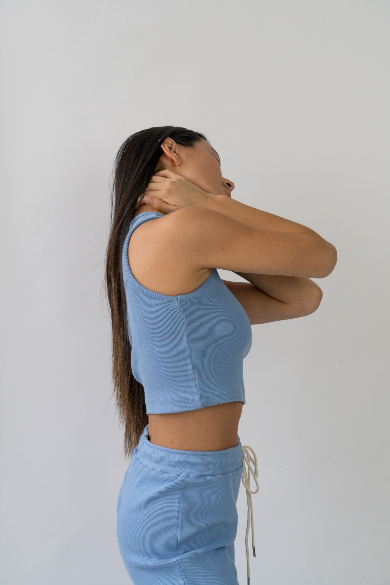 Wildflo Studio - High Neck Ribbed Tank Cornflower -