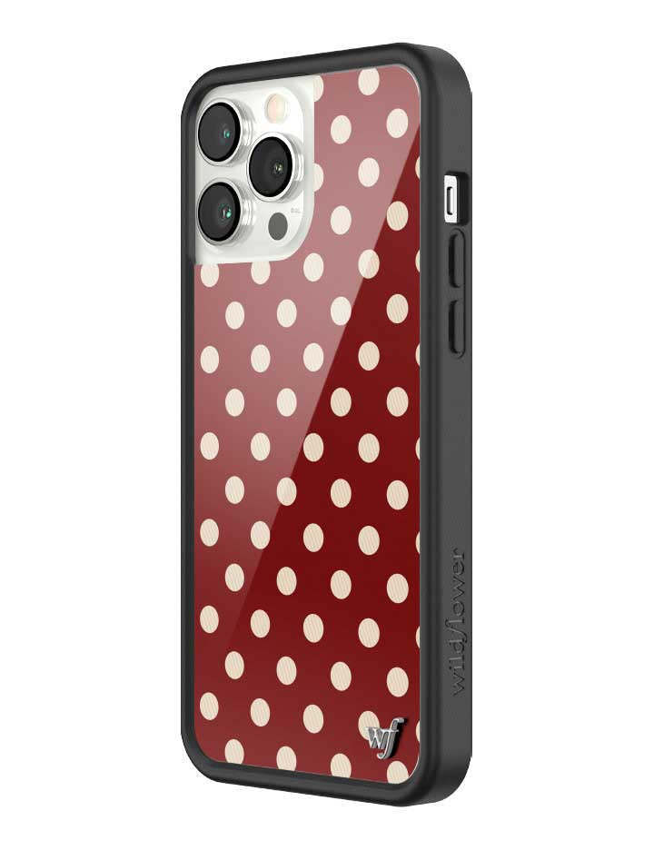 Wildflower iPhone case 13 Pro Max Polka Dot Burgundy and Cream Cute