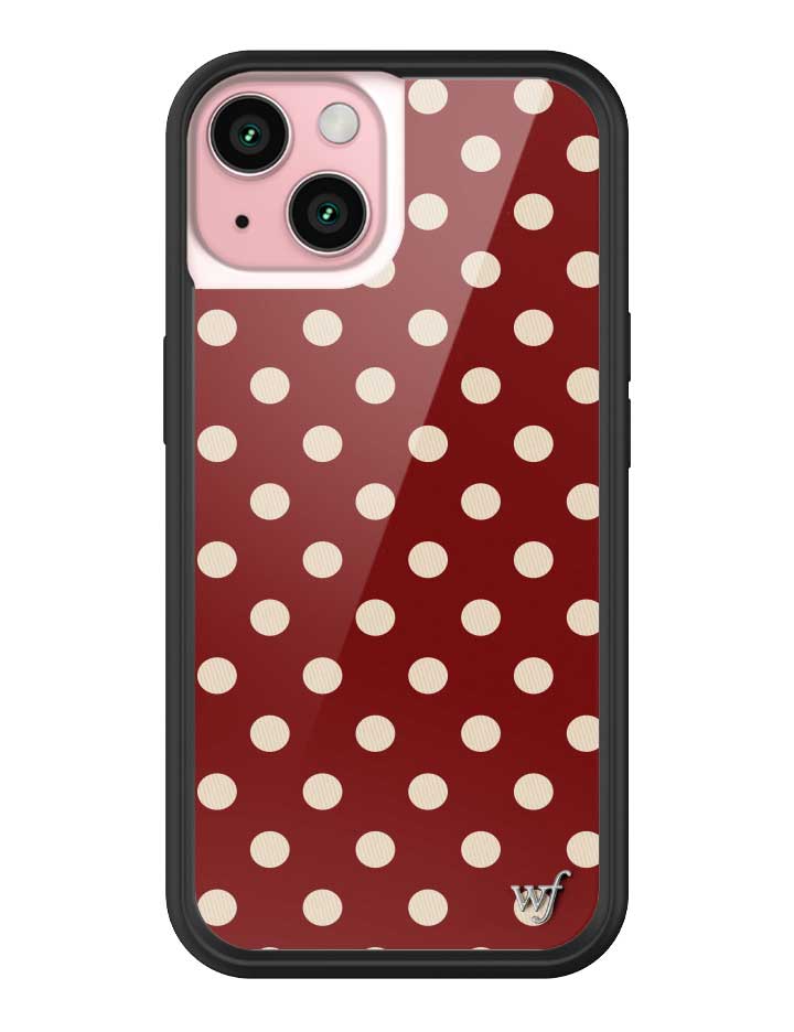 Wildflower iPhone case 15 Polka Dot Burgundy and Cream Cute