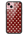Wildflower iPhone case 15 Plus Polka Dot Burgundy and Cream Cute