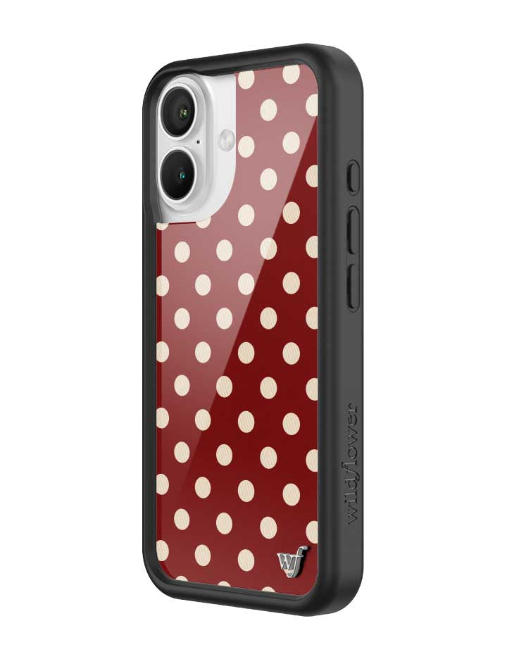 Wildflower iPhone case 16 Polka Dot Burgundy and Cream Cute