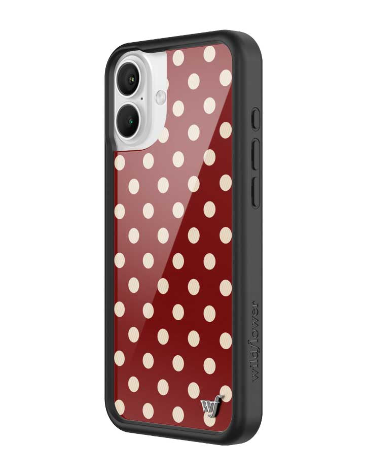 Wildflower iPhone case 16 Plus Polka Dot Burgundy and Cream Cute