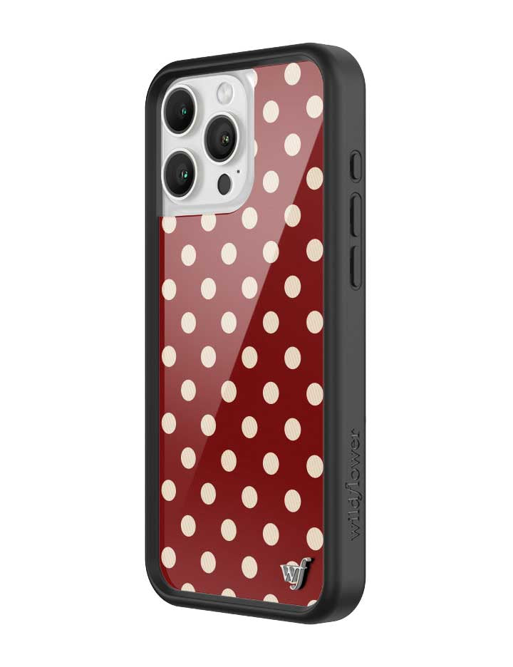 Wildflower iPhone case 16 Pro Max Polka Dot Burgundy and Cream Cute