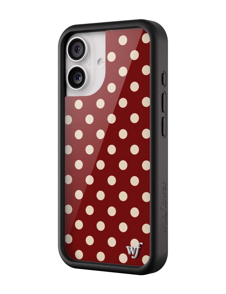 Wildflower iPhone case 17 Polka Dot Burgundy and Cream Cute
