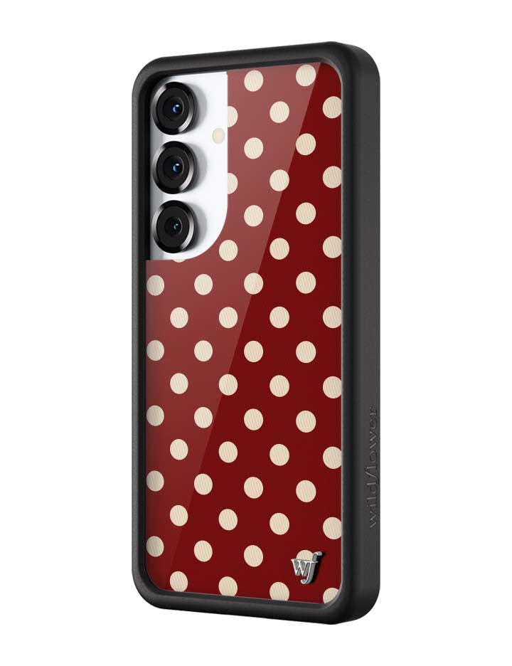 Wildflower Galaxy S25 case Polka Dot Burgundy and Cream Cute