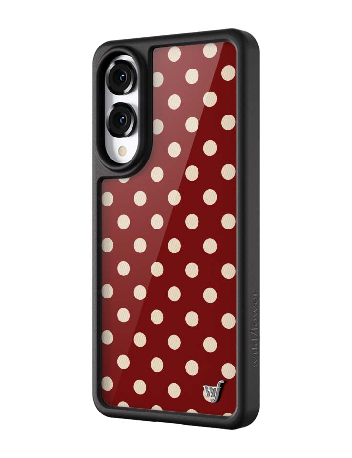 Wildflower Galaxy S25 case Edge Polka Dot Burgundy and Cream Cute