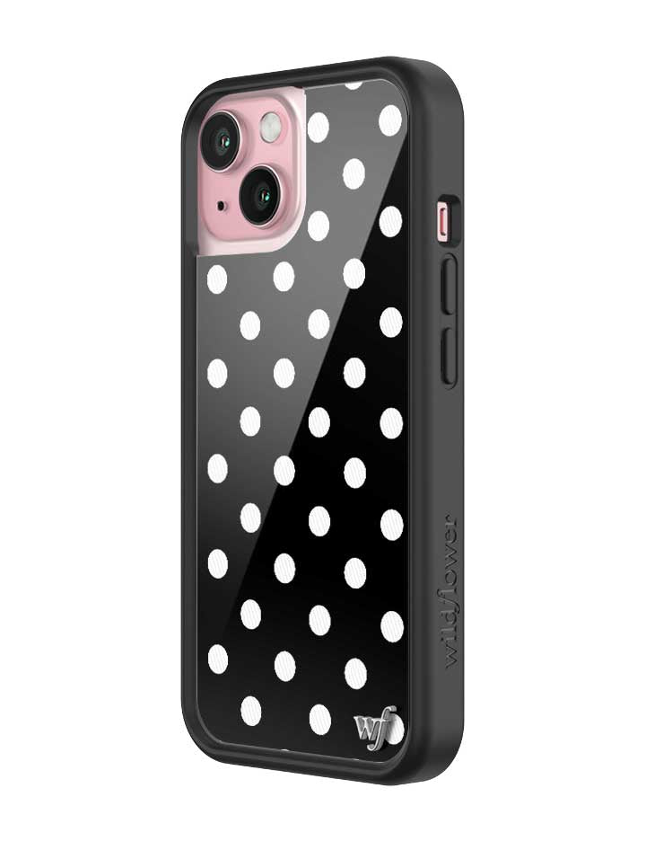 Wildflower Polka Dot Black and White iPhone 15 Case