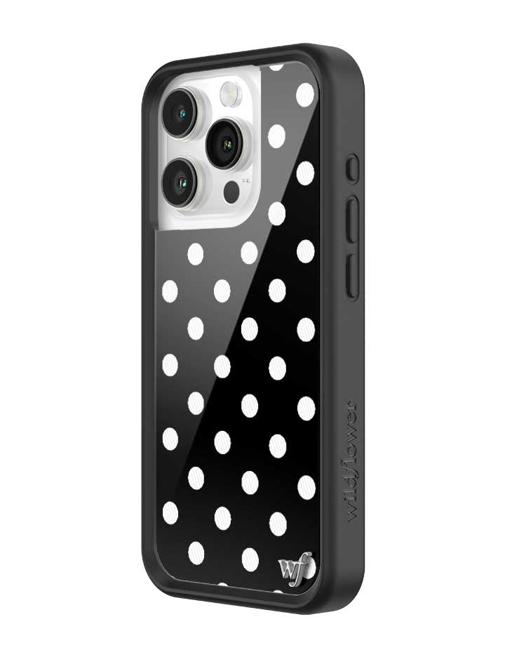 Wildflower Polka Dot Black and White iPhone 15 Pro Case