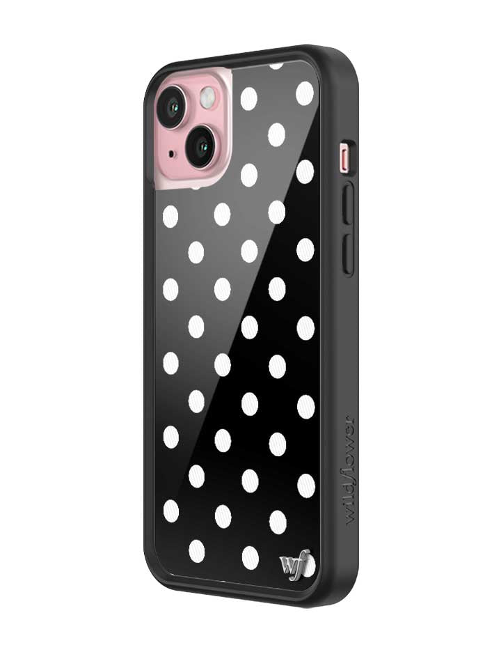 Wildflower Polka Dot Black and White iPhone 15 Plus Case