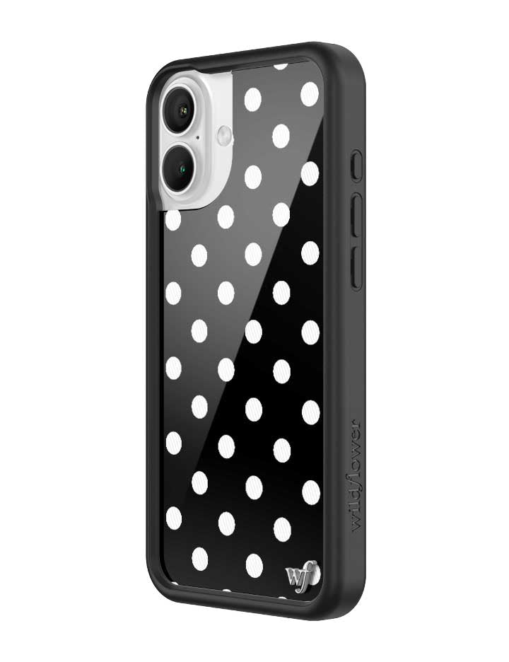 Wildflower Polka Dot Black and White iPhone 16 Plus Case