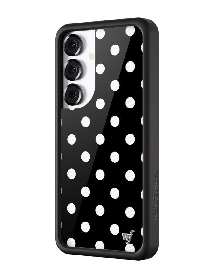 Wildflower Galaxy S25 case Polka Dot Black White Cute