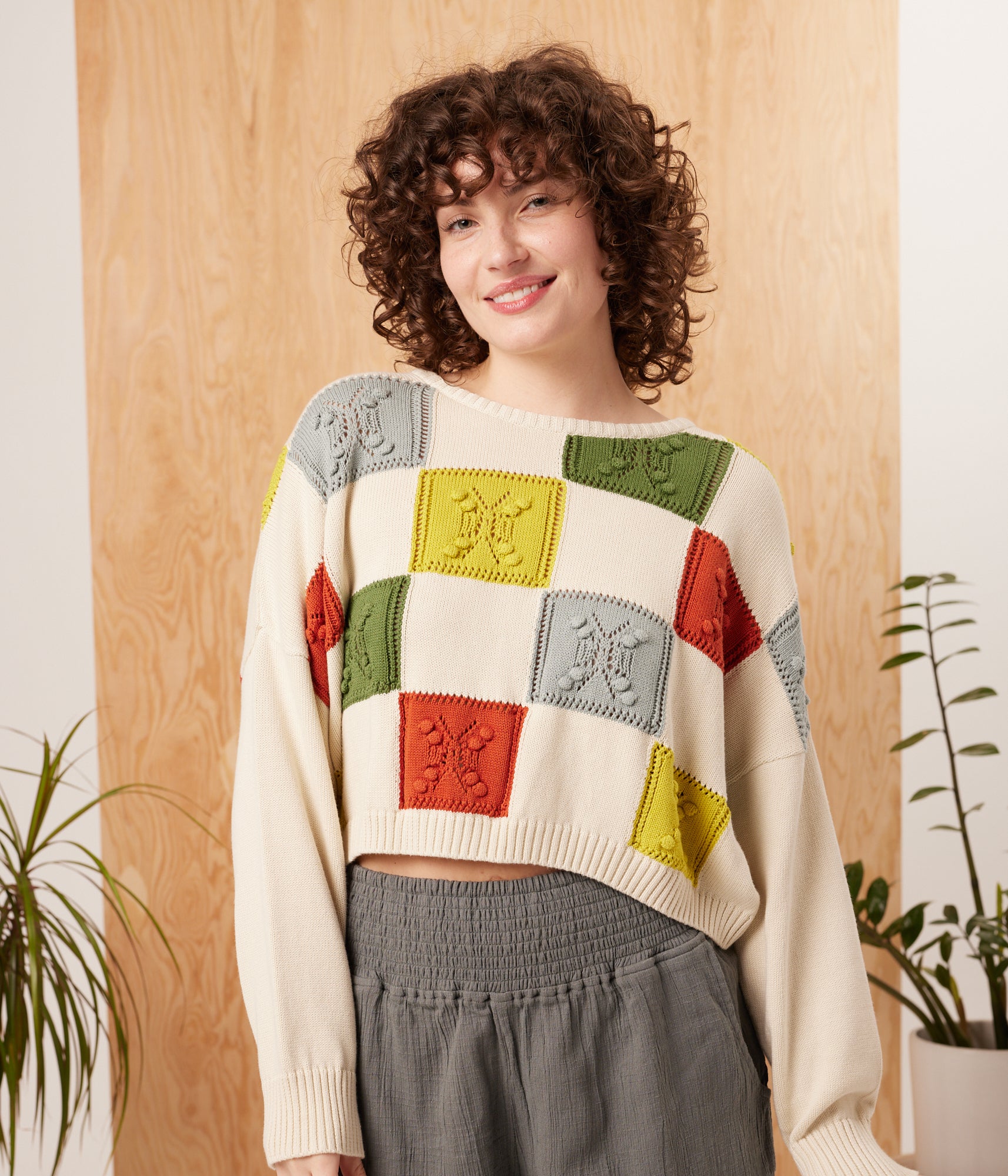 Known Supply - Bev Sweater - Bright Checker -