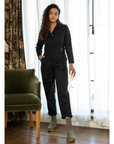Wallis Long Sleeve Zip Jumpsuit - Black