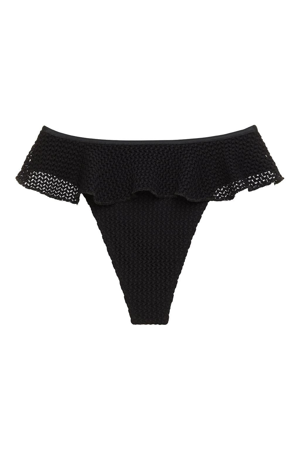 Montce - Black Crochet Tamarindo Ruffle Bikini Bottom -