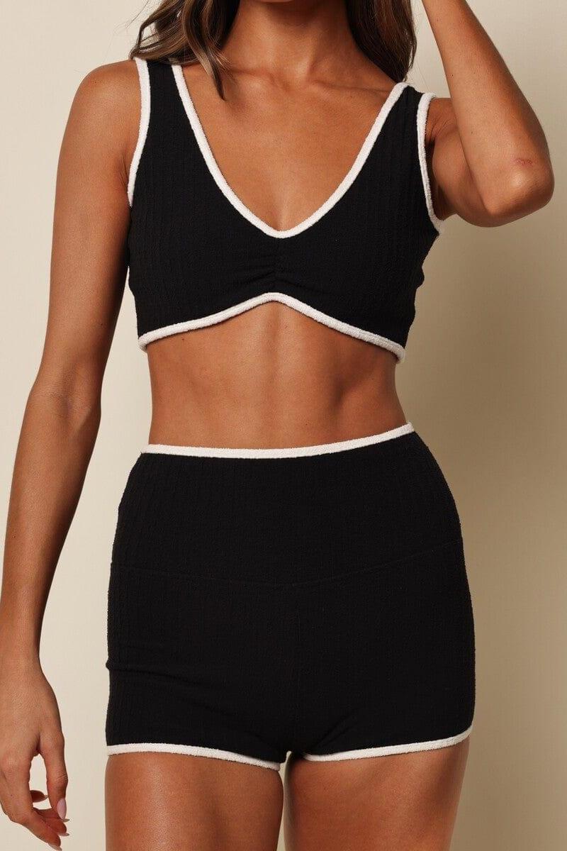Montce - Black Terry Rib Kim Variation Bikini Top -