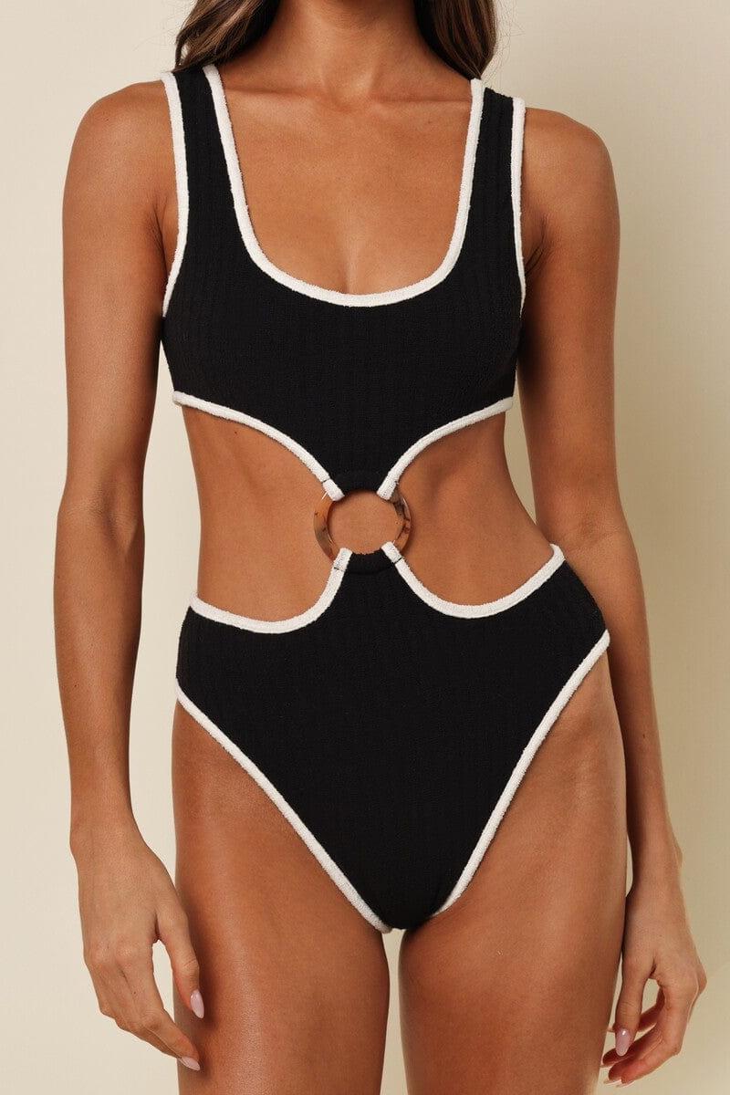 Montce - Black (Cream Binded) Terry Rib Ky One-Piece -