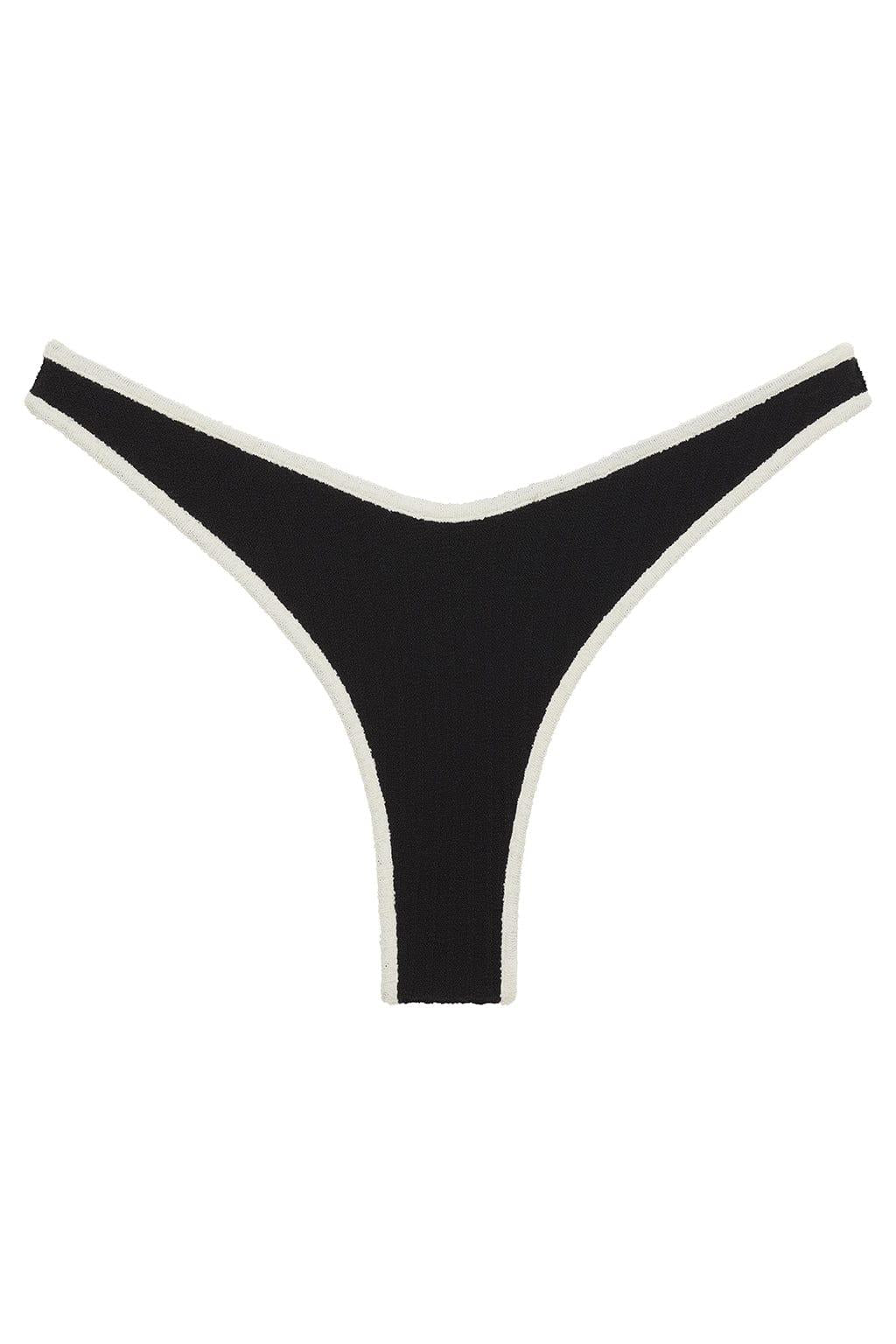 Montce - Black Terry Rib Thong Bikini Bottom -