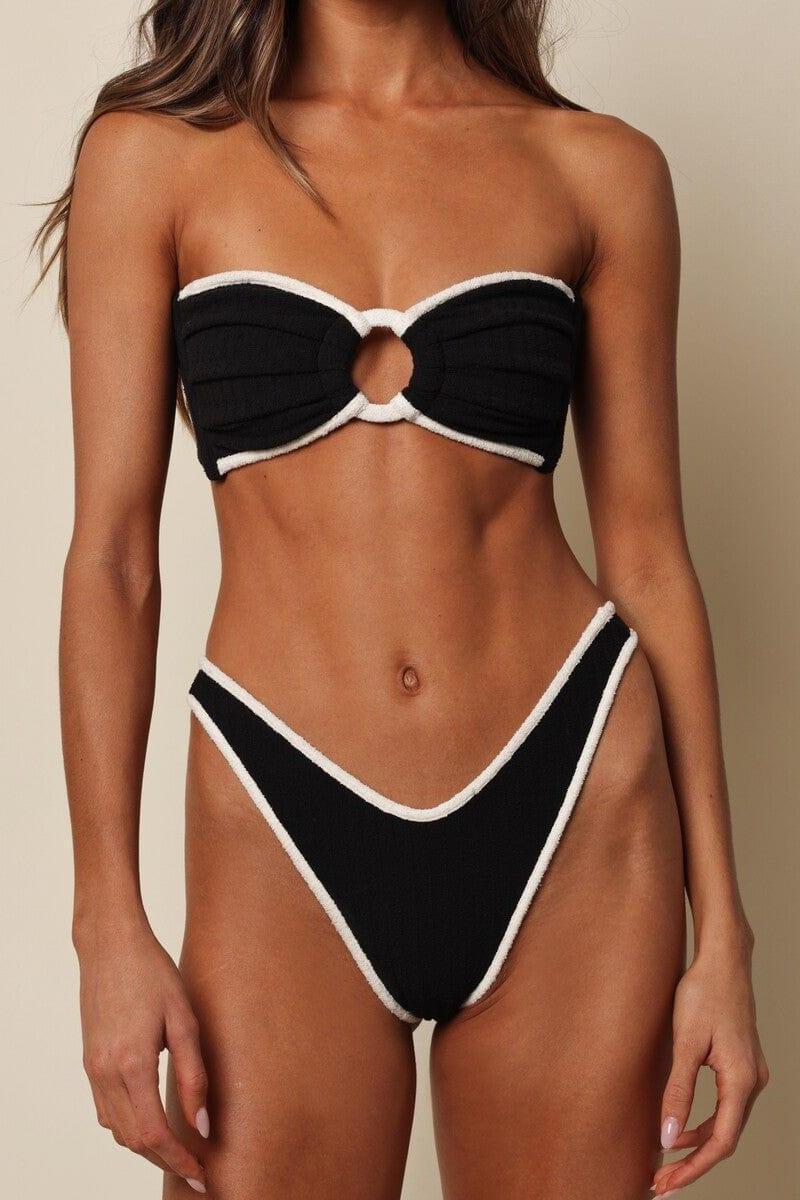 Montce - Black Terry Rib Thong Bikini Bottom -