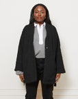Valentina Sherpa Wrap Coat - Black