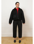 Vanessa Shearling Bomber Jacket - Black
