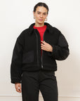 Vanessa Shearling Bomber Jacket - Black