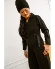 Wallis Long Sleeve Zip Jumpsuit - Black
