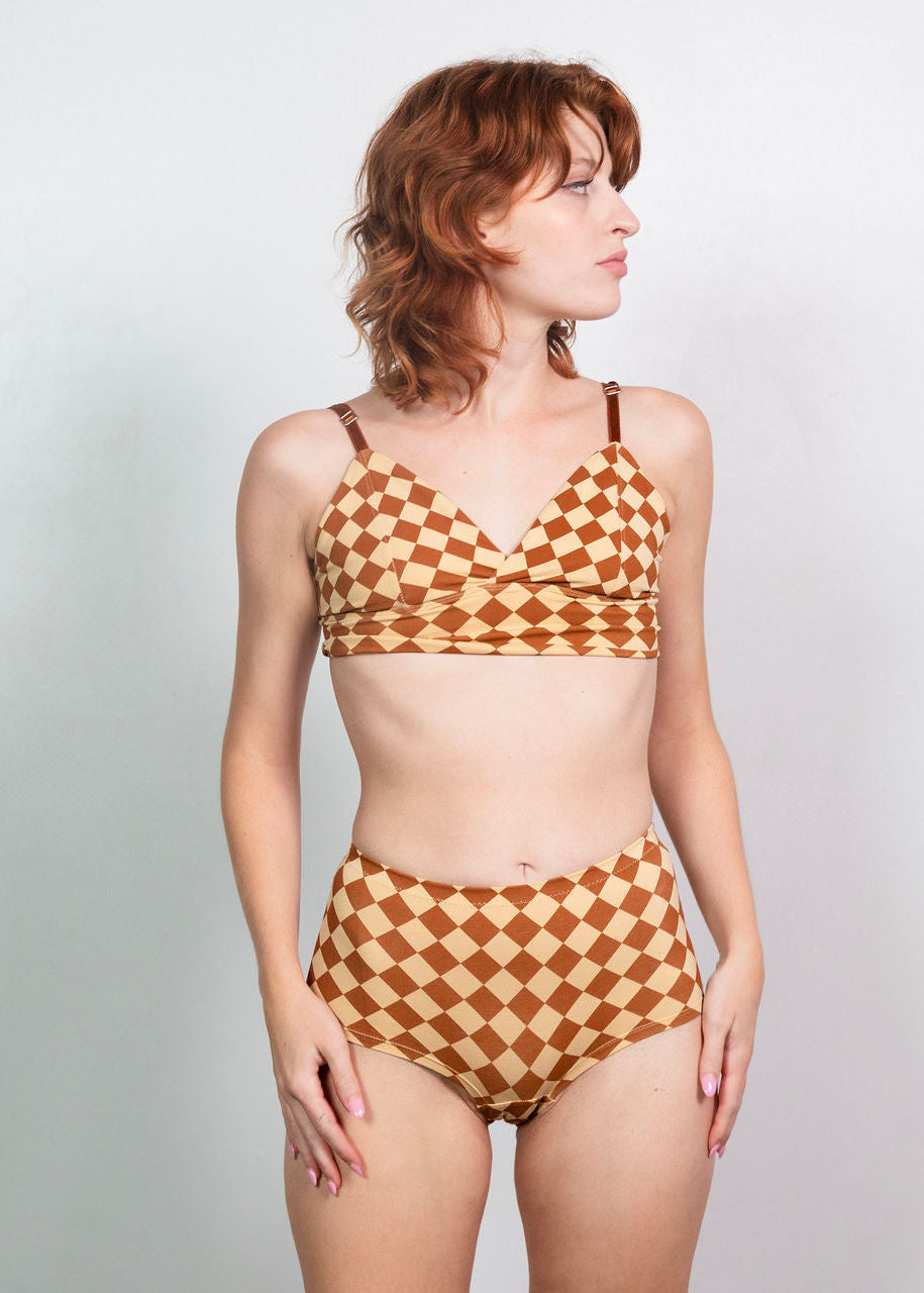 Discreture - Longline Bralette - Milk Chocolate Diamonds -