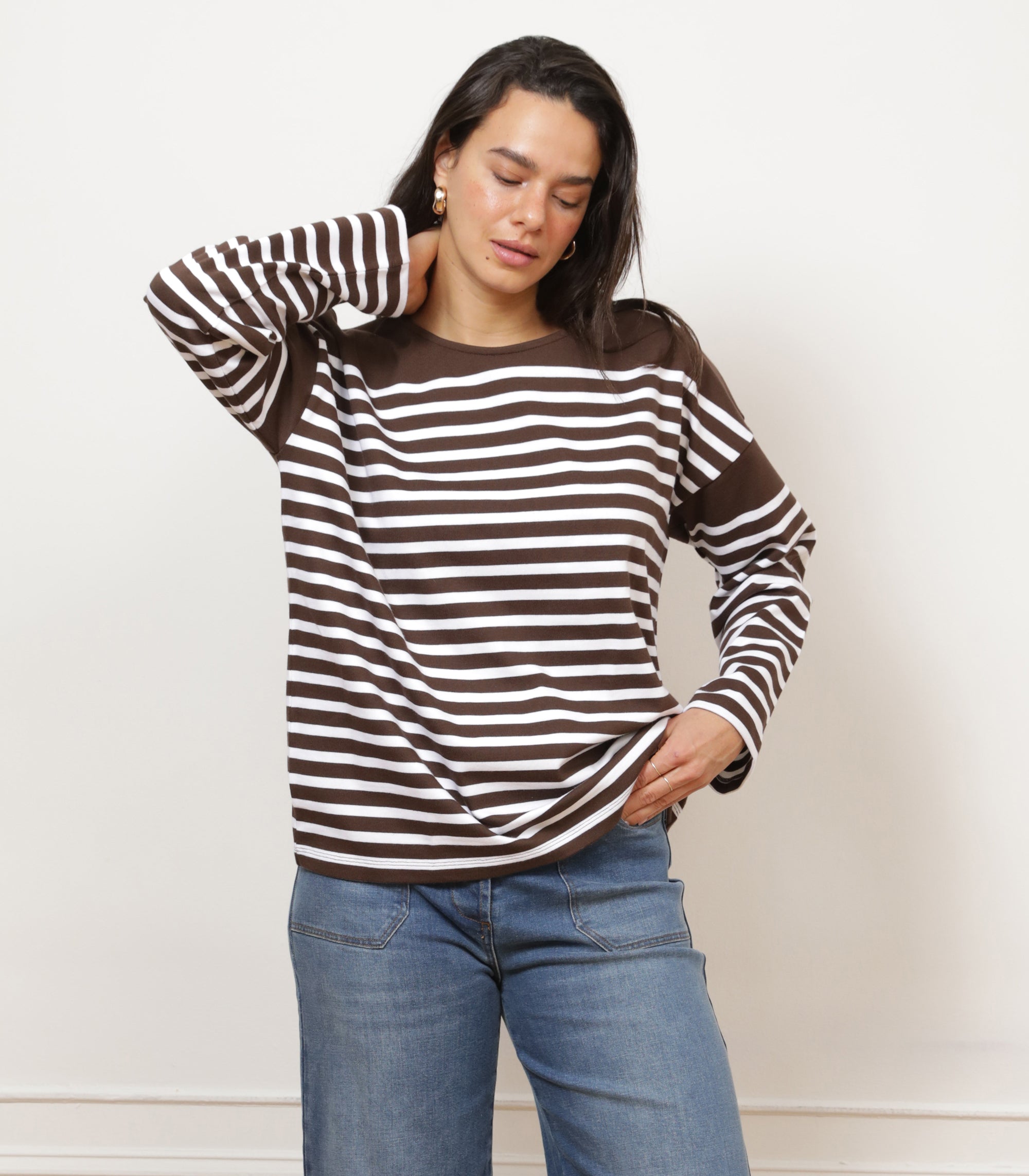 Loup - Marianne Stripe Breton Tee - Brown -