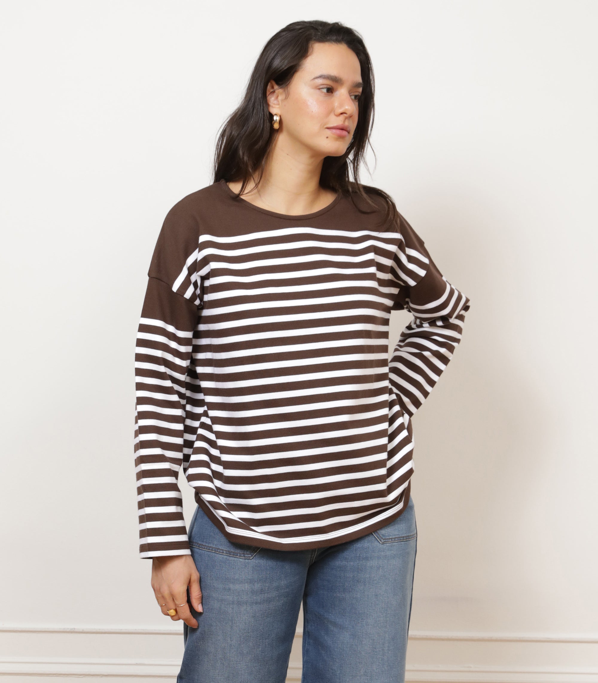 Loup - Marianne Stripe Breton Tee - Brown -