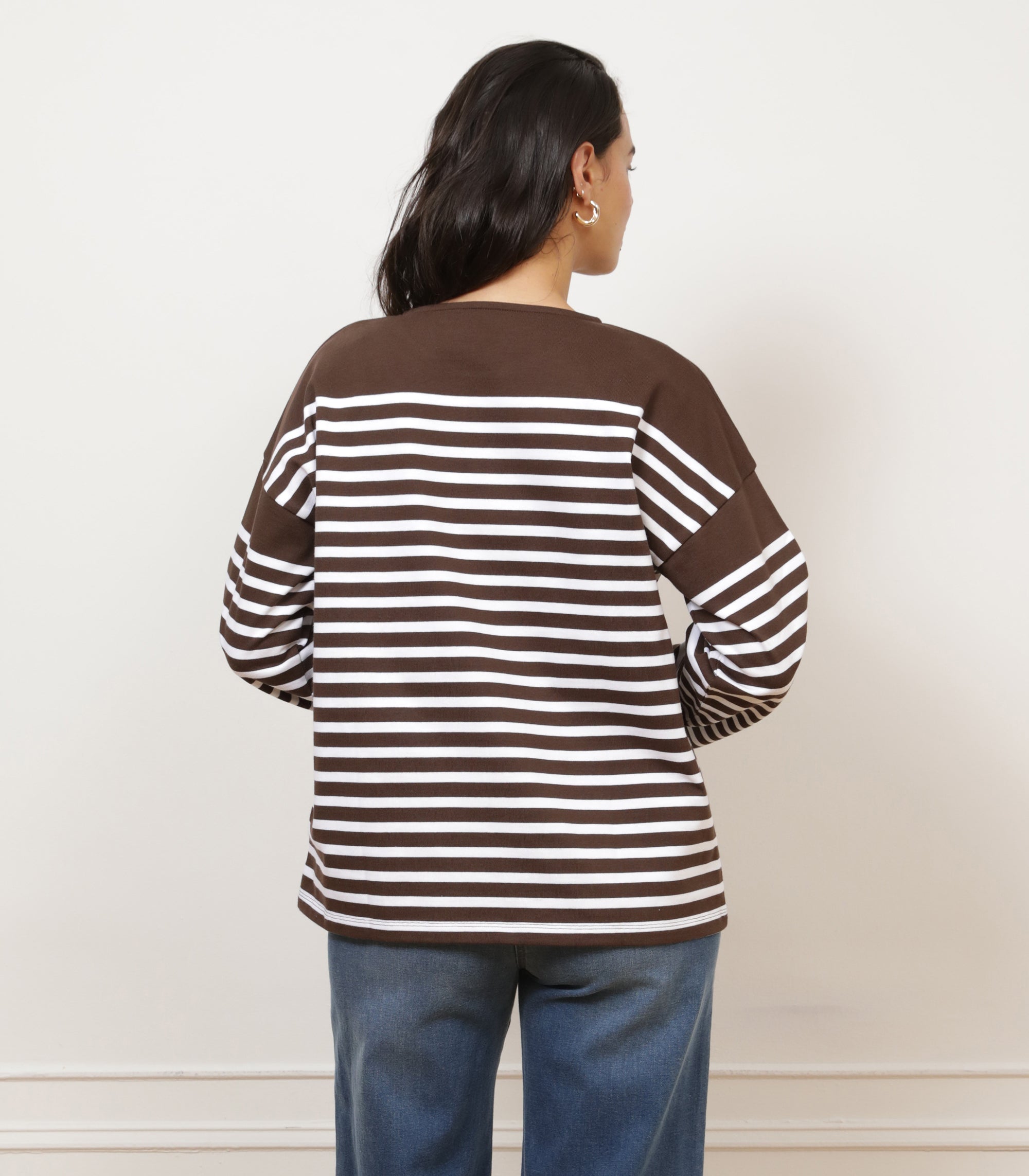 Loup - Marianne Stripe Breton Tee - Brown -